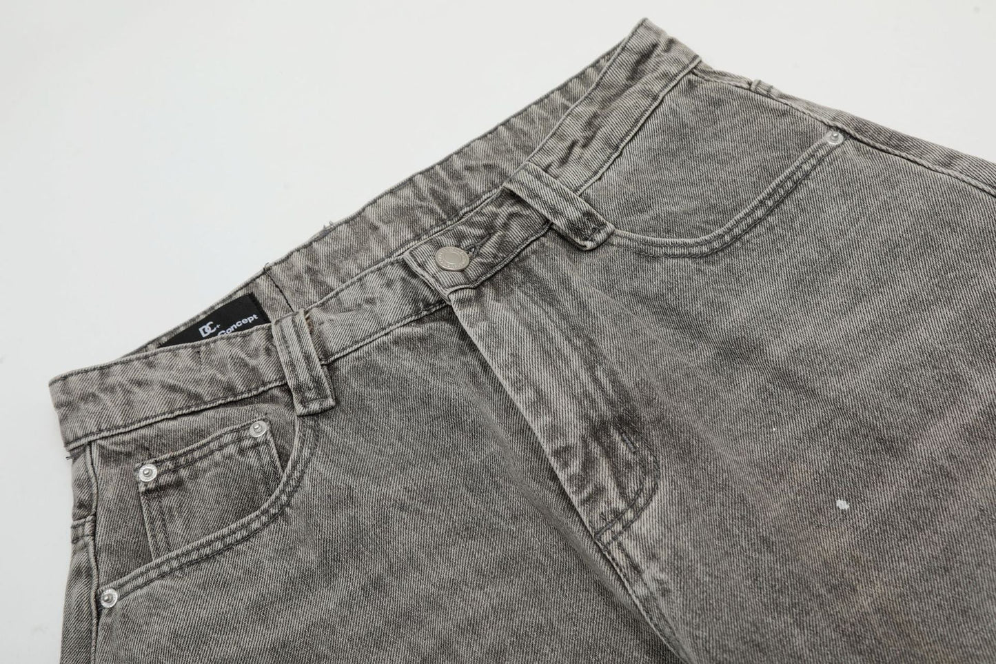 New high street retro inkjet denim wide-leg pants